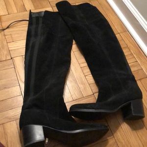 Black suede over the knee boots